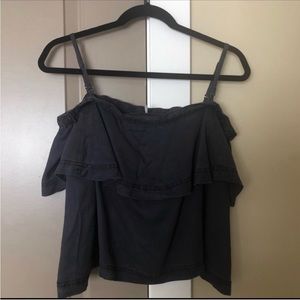 Free People Black Ruffle Top Size S